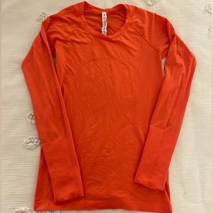 Orange lululemon longsleeve swiftly tech